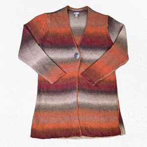 J. Jill Orange Ombre Striped Wool Blend Cardigan Sweater Button Front Size MP
